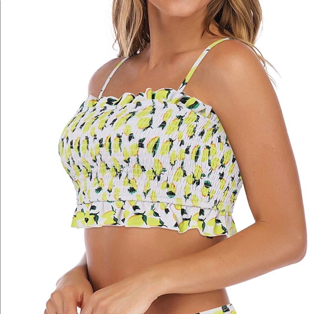 Woman’s Bandeau ruffled lemon bikini set